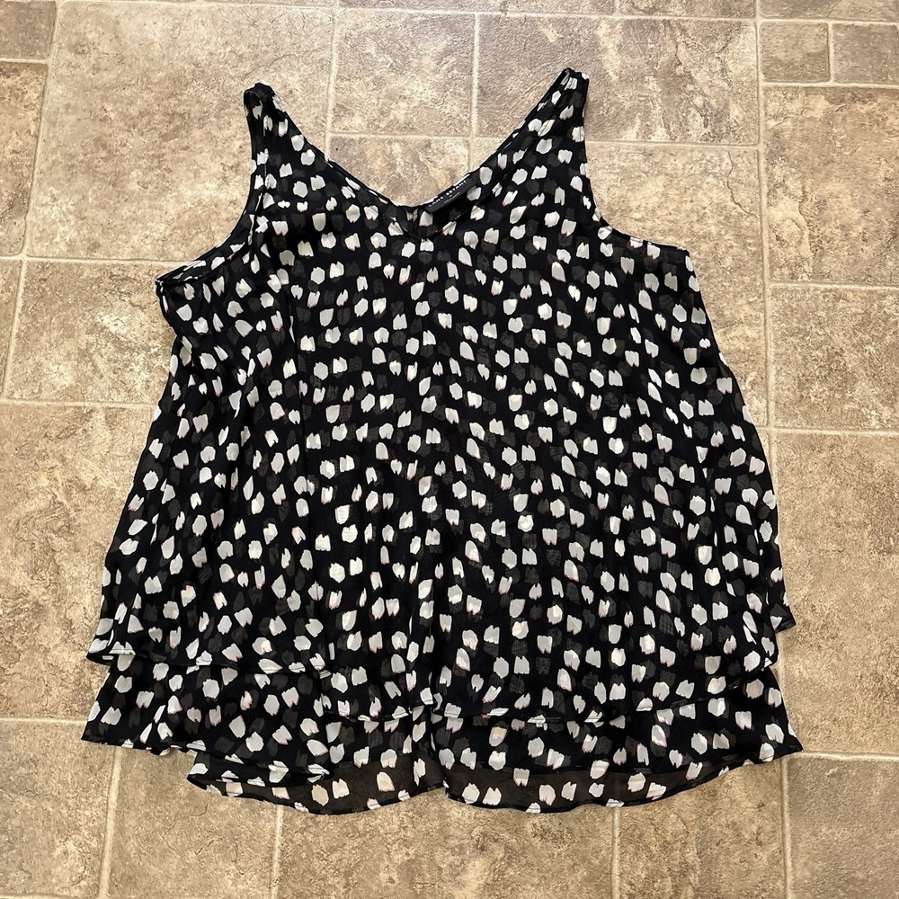 Lane Bryant Chiffon Double Layer Swing Tank Top V-Neck Plus Size 16 Flowy